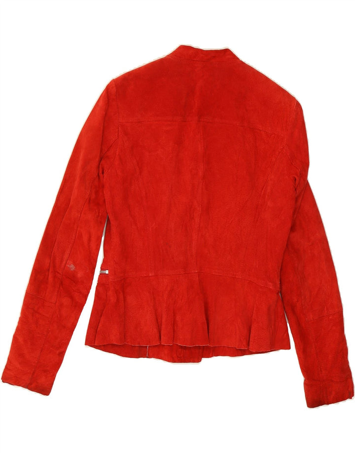 YESSICA Womens Suede Jacket UK 10 Small Red Leather Vintage Yessica and Second-Hand Yessica from Messina Hembry 