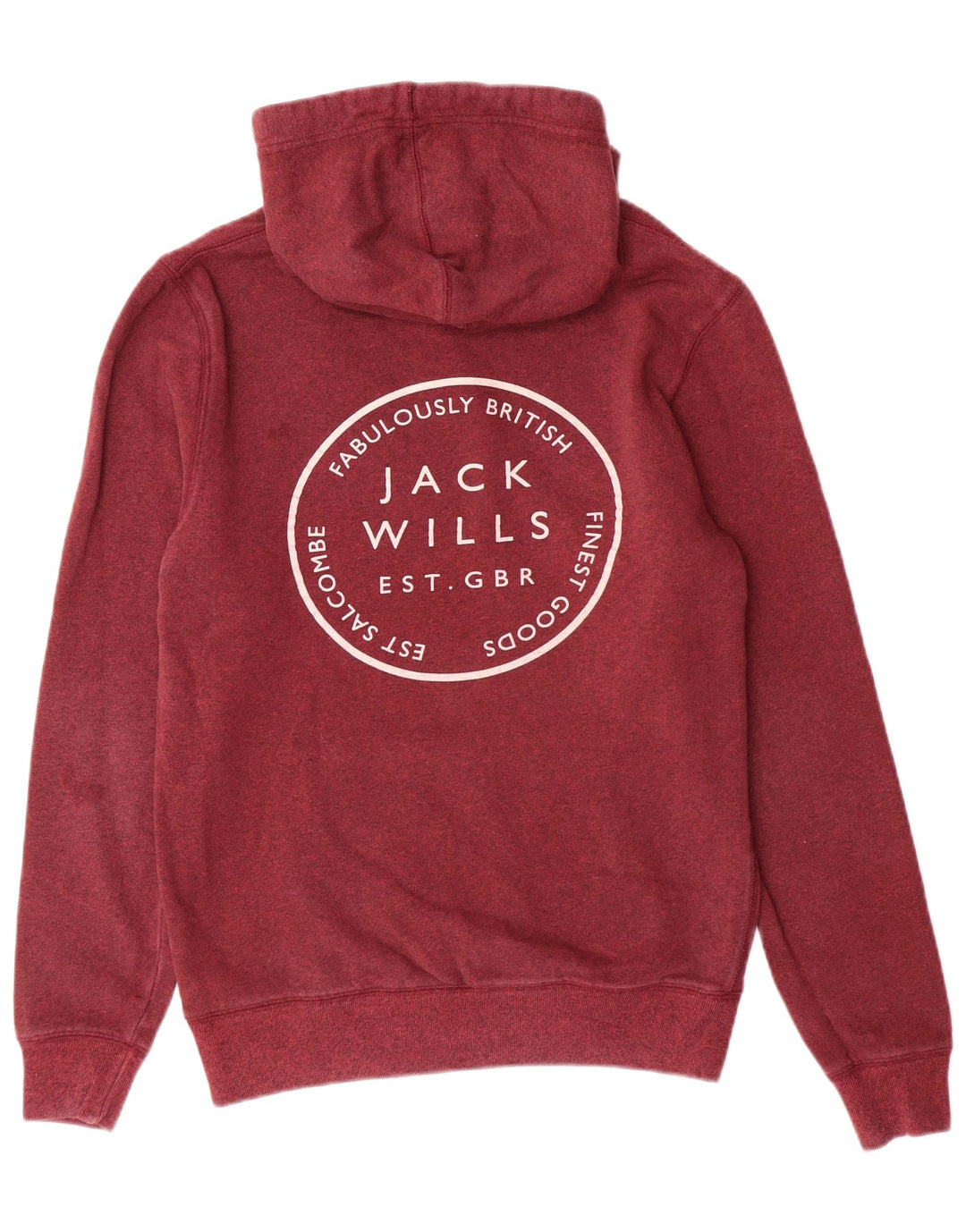 JACK WILLS Jersey con capucha gráfico para hombre pequeño de algodón moteado en color burdeos