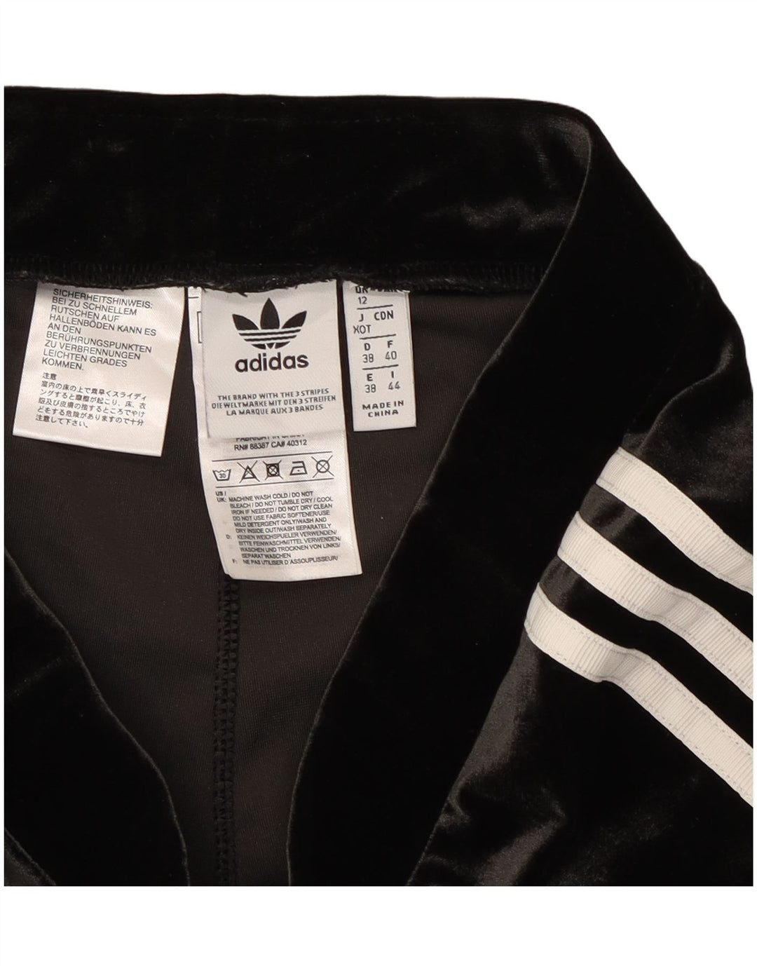Adidas Leggings de terciopelo para mujer UK 12 Mediano Negro Poliéster