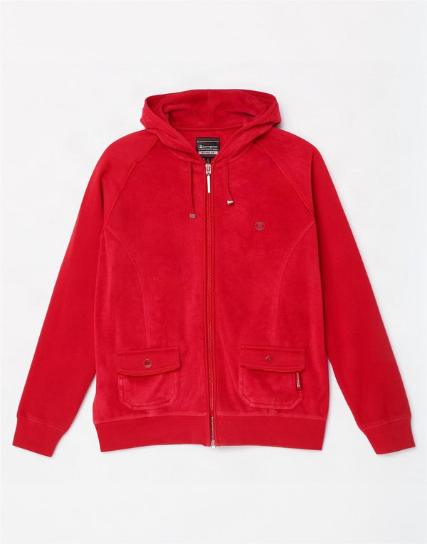 Champion Heritage Fit Velour Zip Sudadera con capucha para mujer Reino Unido 46 Grande Rojo