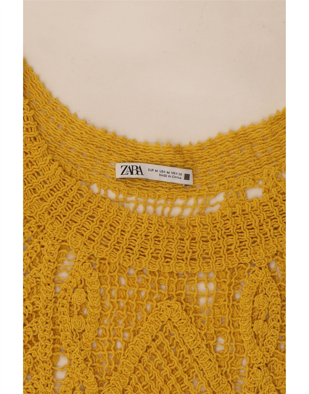 Zara Mujer Crop Crochet Chaleco Top Reino Unido 12 Medio Amarillo