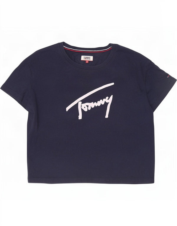 Tommy Hilfiger Camiseta corta con gráfico para mujer UK 10 Small Azul marino