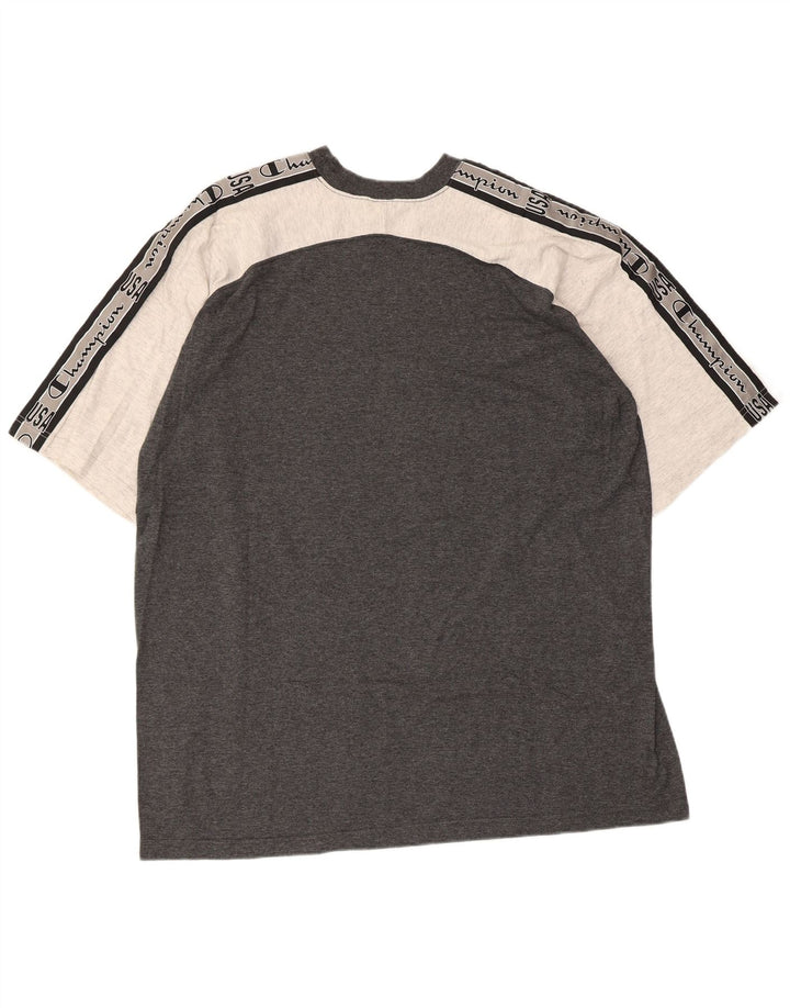 Champion Camiseta gráfica para hombre Top grande gris color block