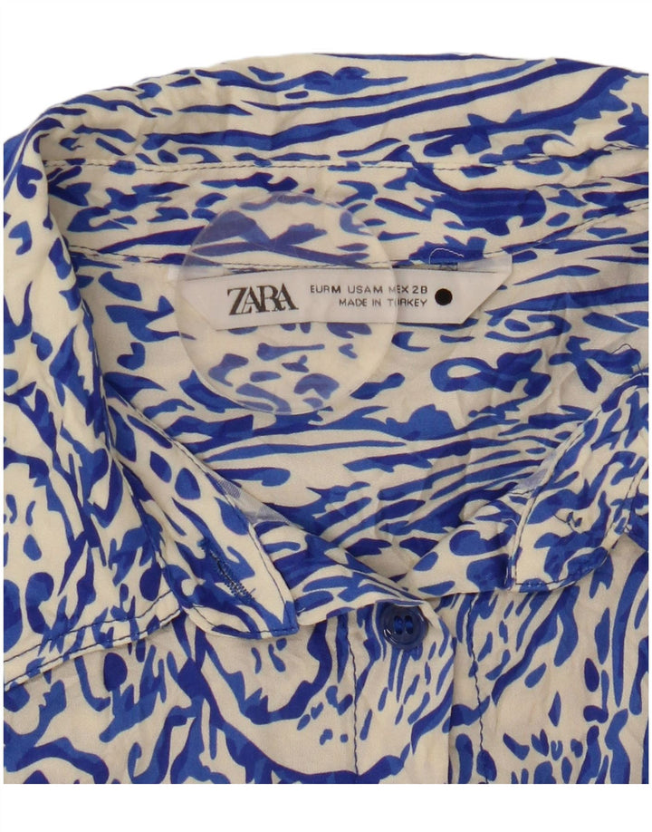 Camisa Zara Mujer UK 40 Azul Medio Paisley