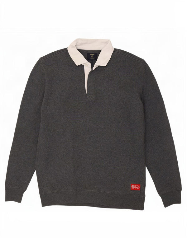Superdry Sudadera con cuello tipo polo para hombre, jersey de algodón color block en gris pequeño