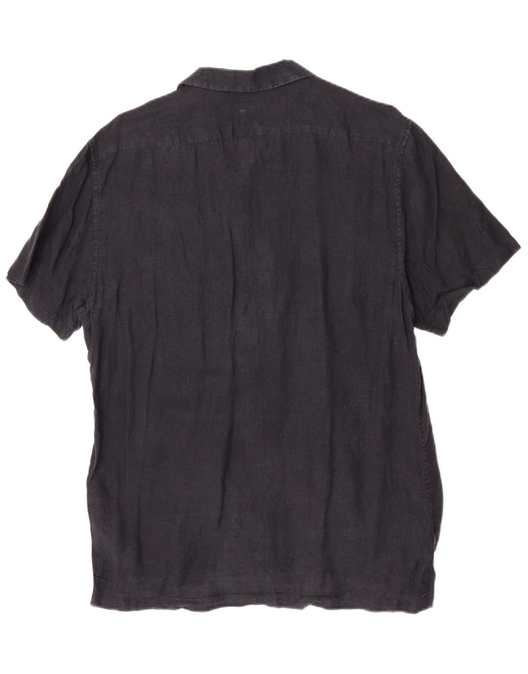 Camisa Reiss de manga corta y ajuste regular para hombre, talla grande, lino azul marino