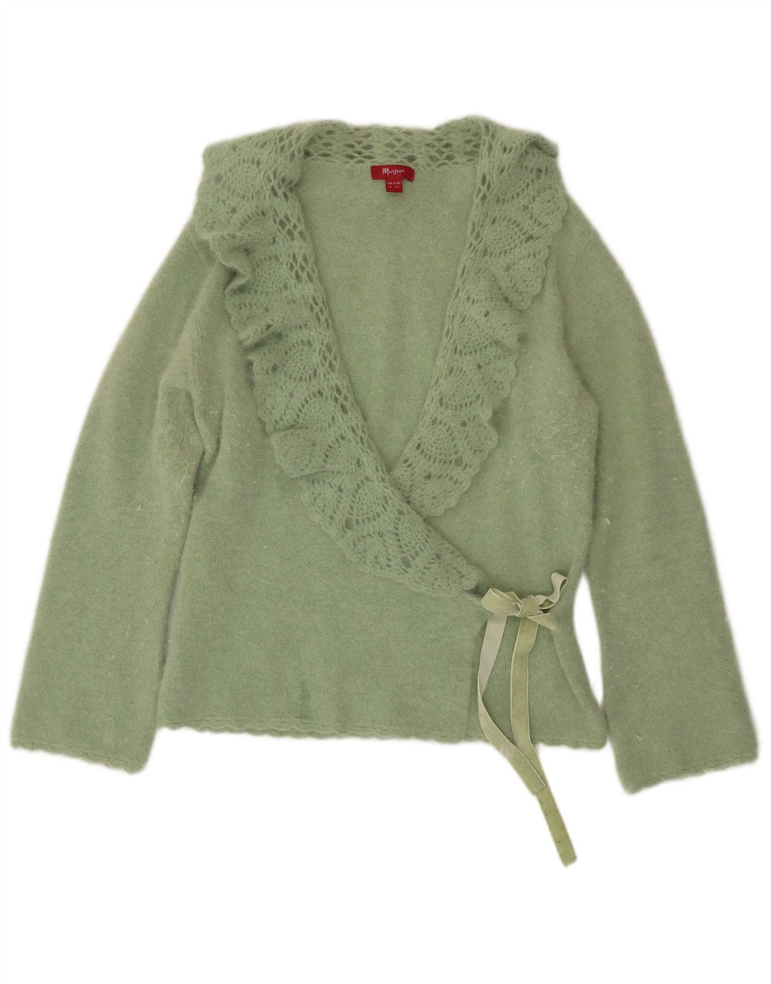 Monsoon Suéter tipo cárdigan para mujer UK 46 Large Green Angora