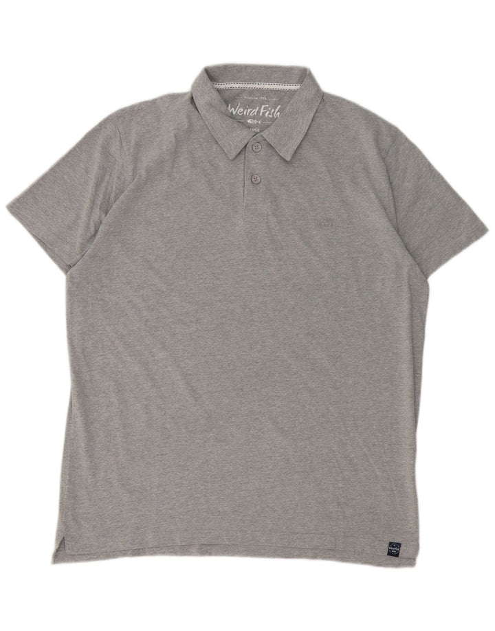 Weird Fish Polo para hombre de algodón gris grande
