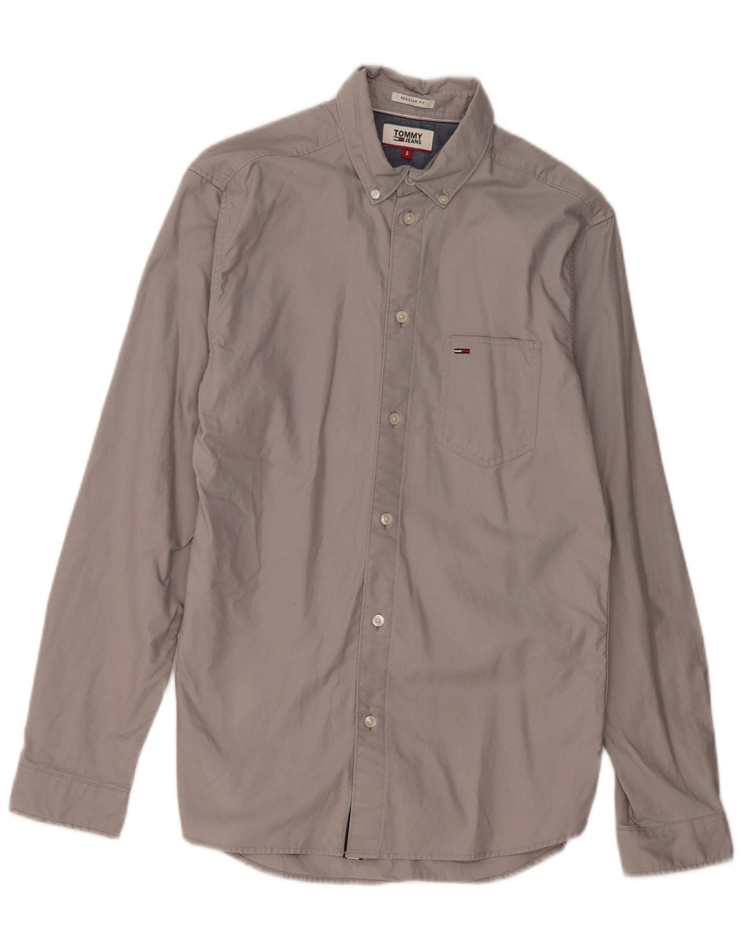 TOMMY HILFIGER Camisa Regular Fit para Hombre Algodón Gris Pequeño