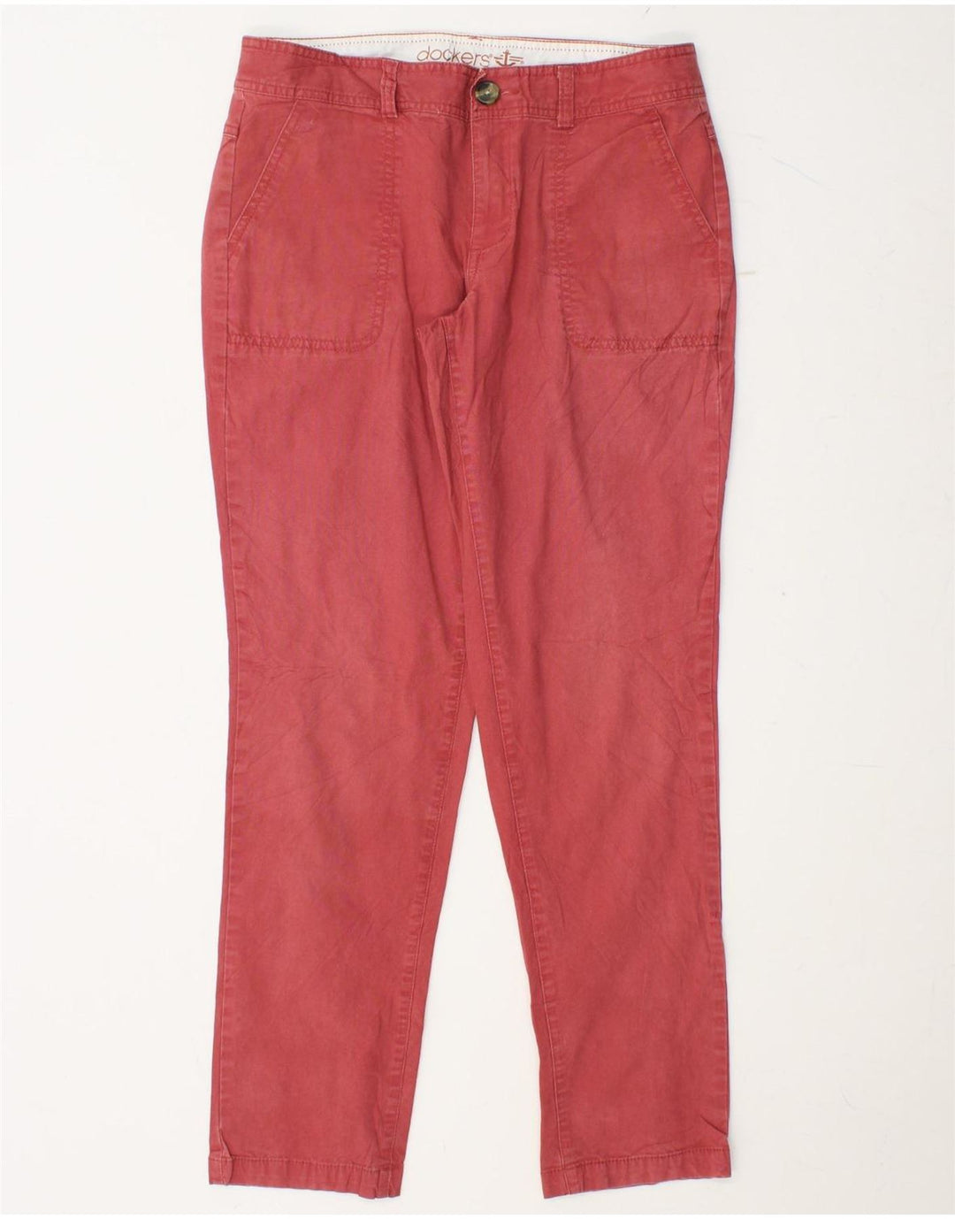 DOCKERS Pantalones chinos delgados para mujer US 6 Medium W30 L30 Algodón rosa
