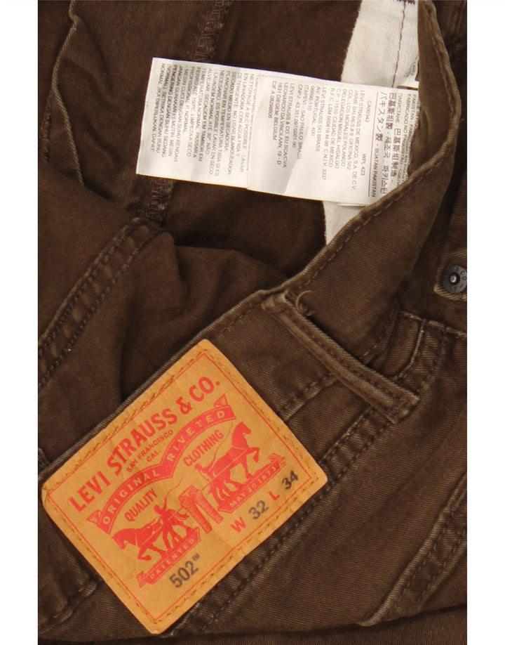 LEVI'S Mens 502 Slim Tapered Jeans W32 L34 Algodón Marrón