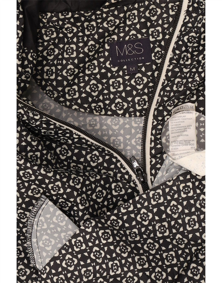Marks & Spencer Chubasquero con capucha para mujer UK 44 Mediano Negro Geométrico