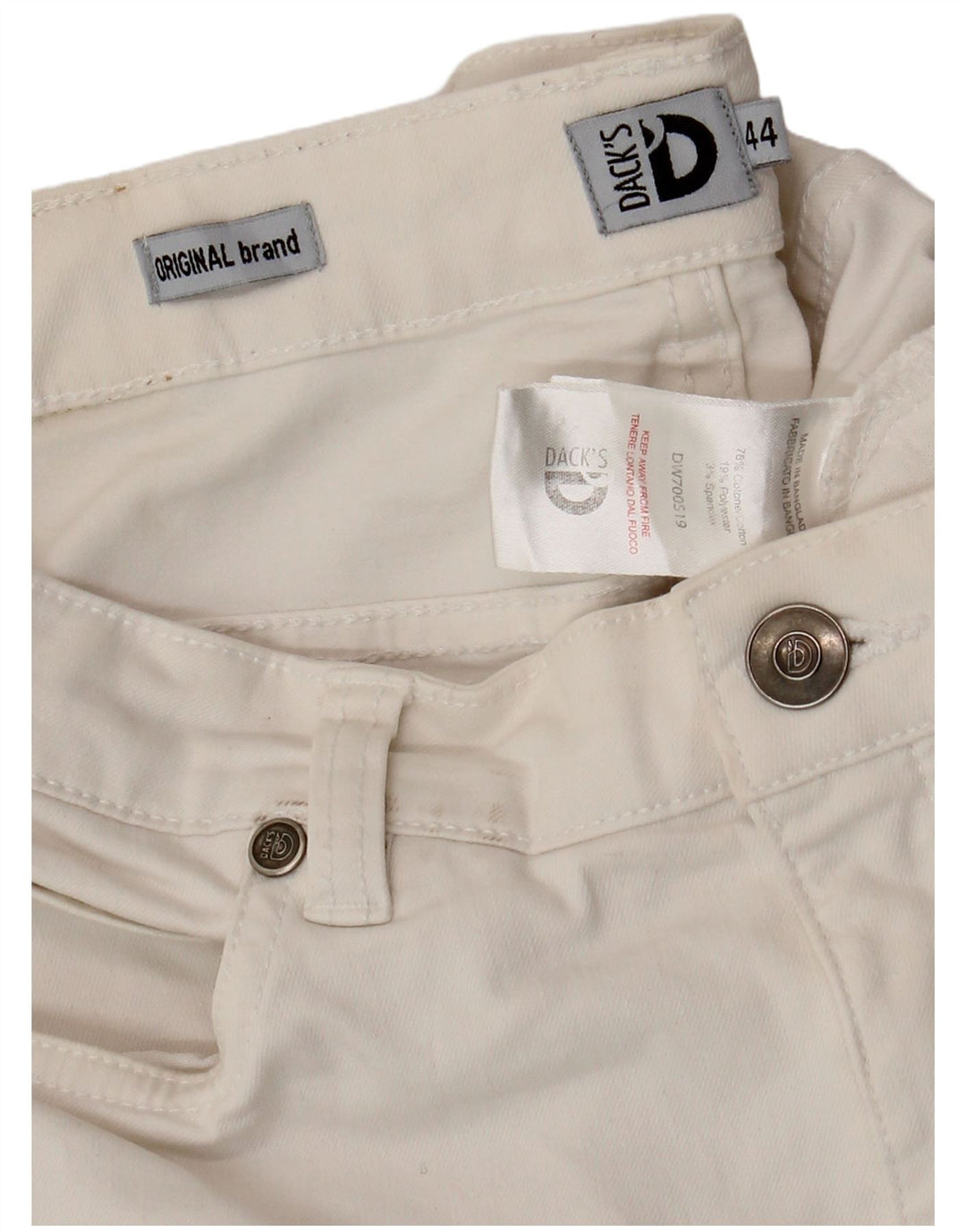 DACK'S Jeans ajustados para mujer IT 44 Medium W32 L28 Algodón blanco