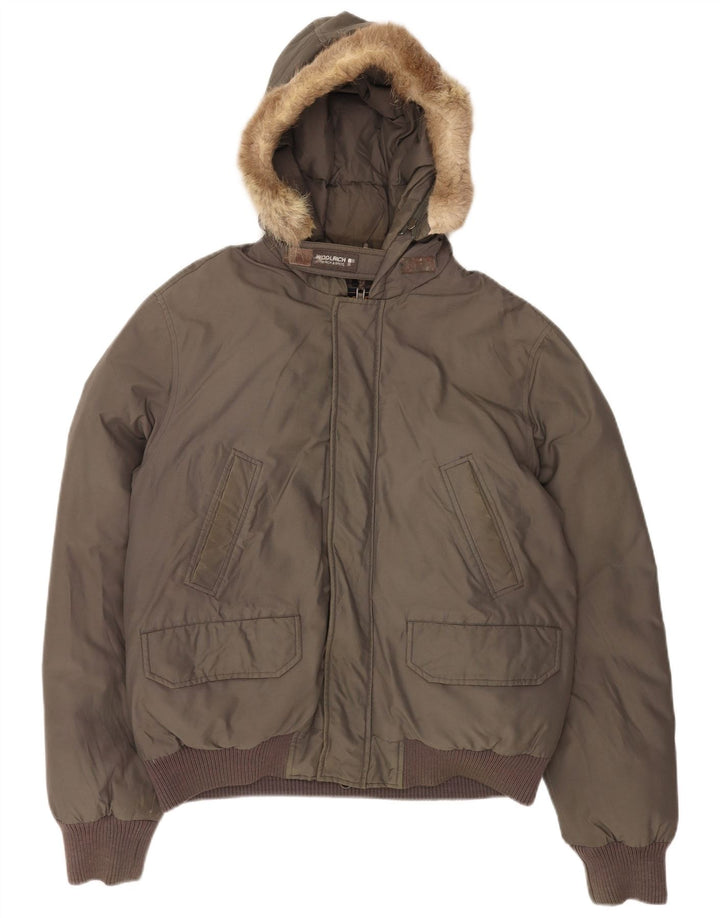 Woolrich Chaqueta bomber acolchada con capucha para hombre Reino Unido 40 Algodón gris grande