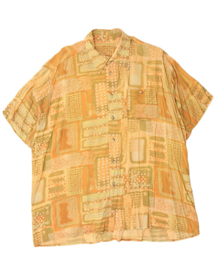 Camisa Vintage Hombre Manga Corta XL Geométrica Amarilla