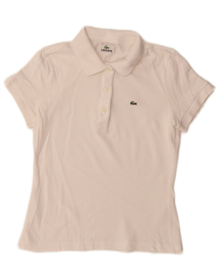 Polo Lacoste Mujer Talla 38 Mediano Blanco