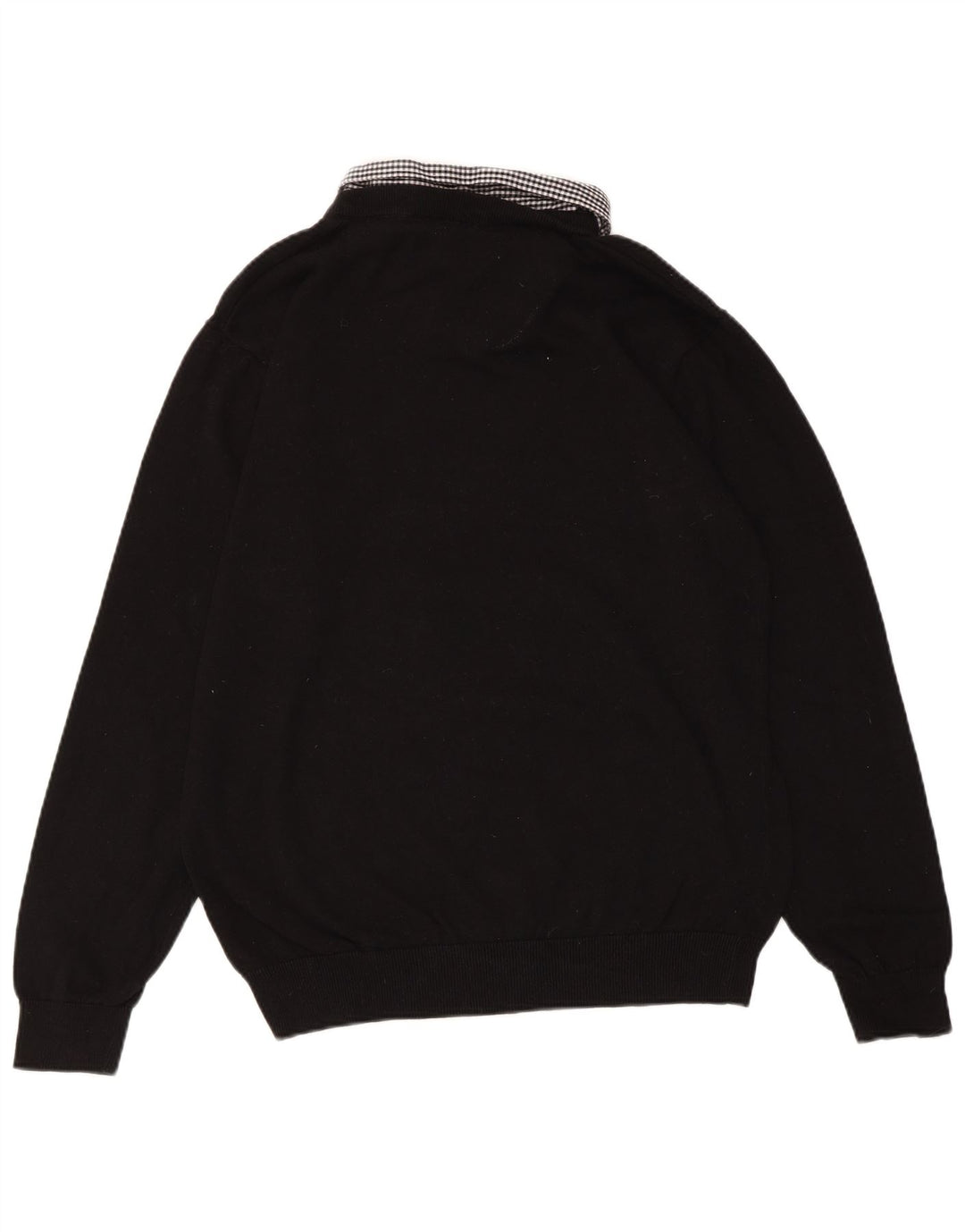 PIERRE CARDIN Jersey con cuello en V para mujer UK 40 XL Algodón a cuadros negro