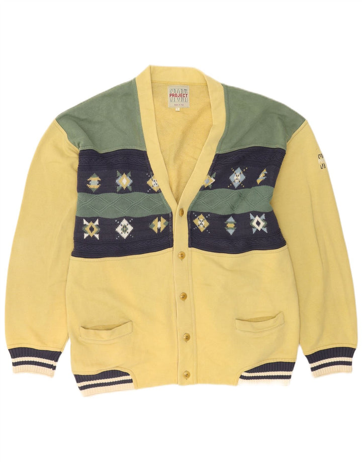 Project Cárdigan para hombre de algodón con bloques de color amarillo grande