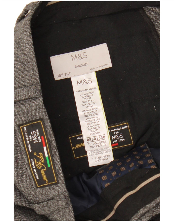 Marks & Spencer Pantalones de traje rectos a medida para hombre W36 L29 gris moteado