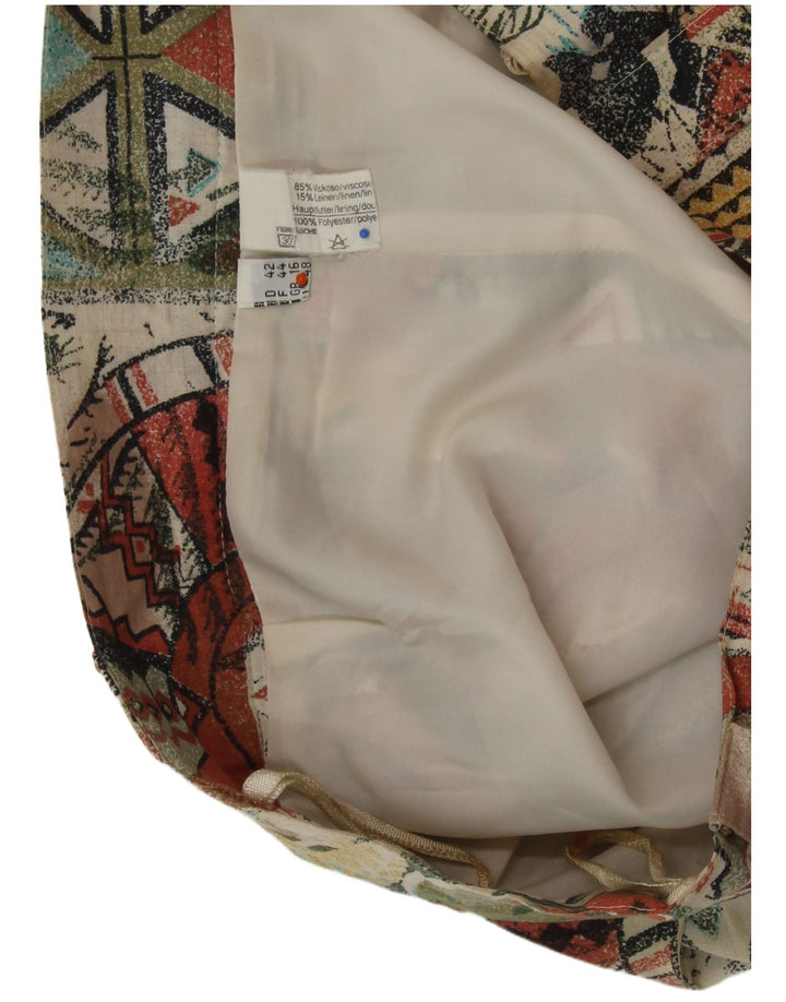 VINTAGE Falda plisada para mujer Reino Unido 16 Grande W32 Geométrica multicolor