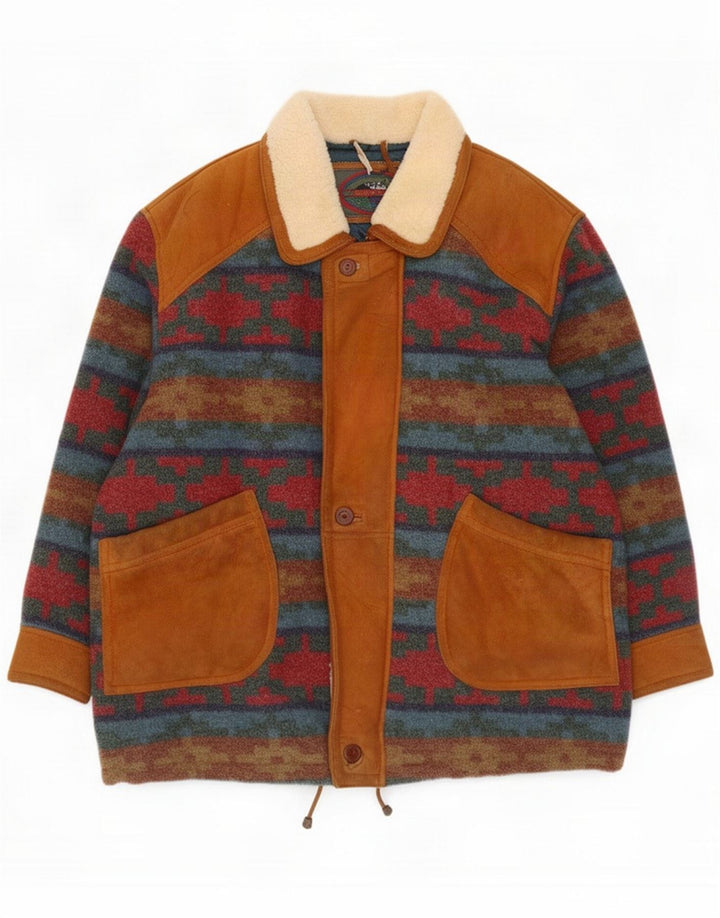 Angelo Litrico Abrigo para hombre ES 38 Medio Multicolor Geométrico Shearling