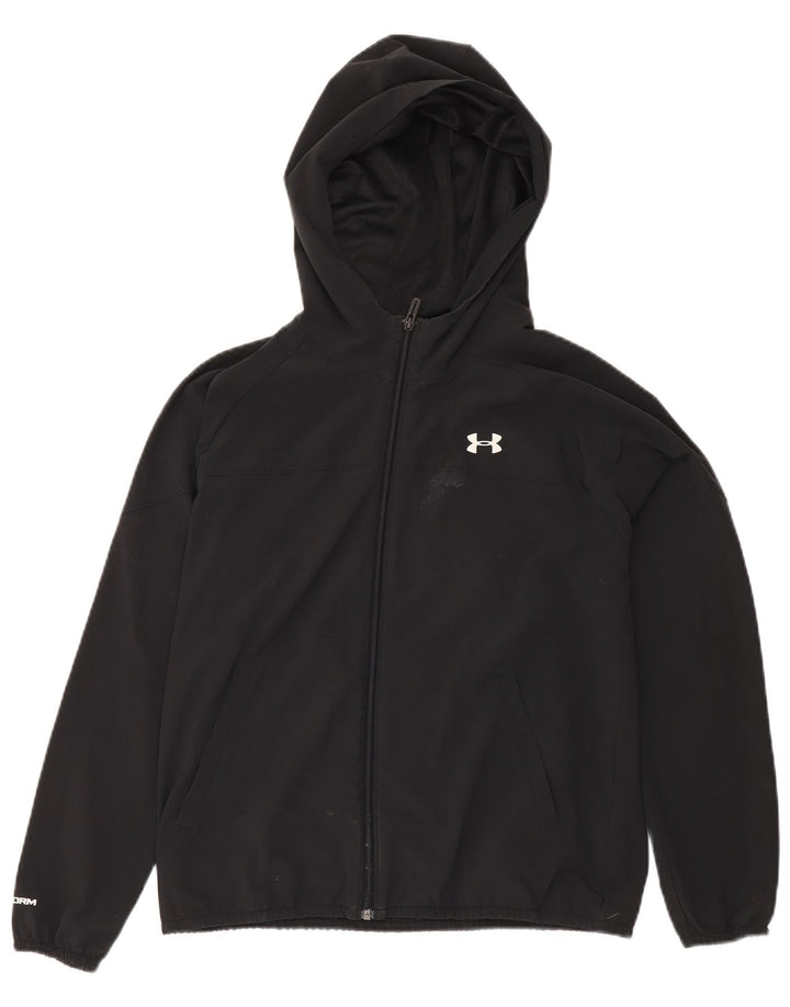Under Armour Chaqueta de chándal con capucha para hombre, poliéster negro mediano