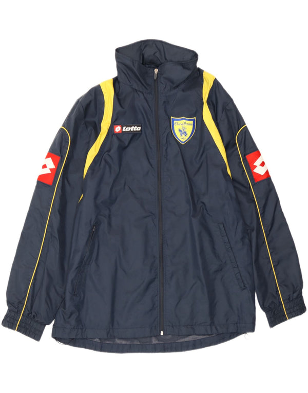 Lotto Chaqueta impermeable con capucha para hombre UK 40 Large Azul marino Poliéster Deportes