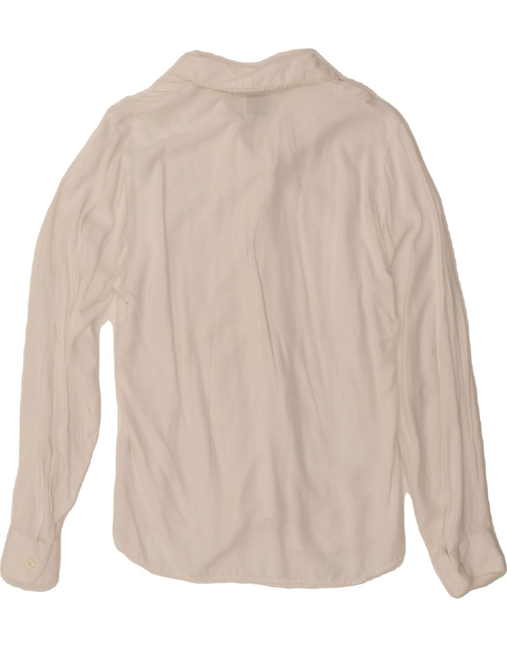 BENETTON Womens Shirt Blouse IT 44 Medium White Viscose Vintage Benetton and Second-Hand Benetton from Messina Hembry 