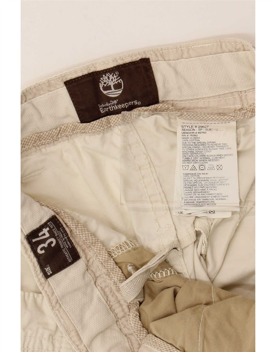 Timberland Pantalones cortos chinos para hombre W34 Algodón gris grande
