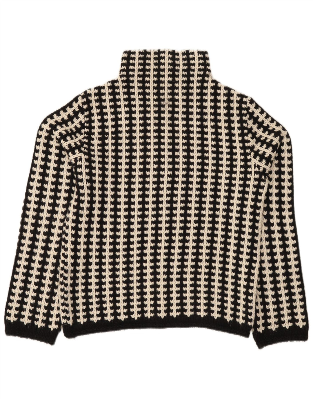 Vintage mujer tortuga cuello jersey suéter UE 38/40 medio negro rayas