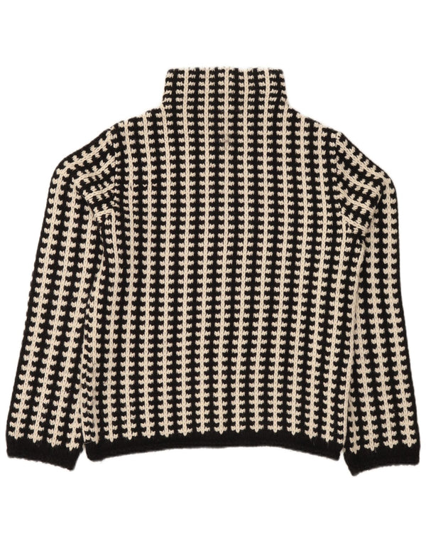 Vintage mujer tortuga cuello jersey suéter UE 38/40 medio negro rayas