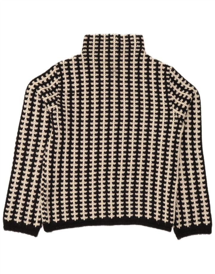 Vintage mujer tortuga cuello jersey suéter UE 38/40 medio negro rayas