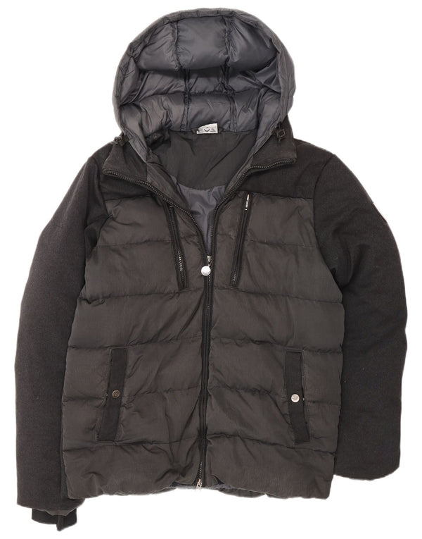 Emporio Armani Chaqueta acolchada con capucha para hombre UK 36 Small Grey Colourblock