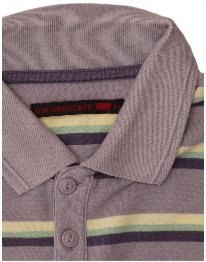 LEVI'S Mens Polo Shirt Medium Grey Striped