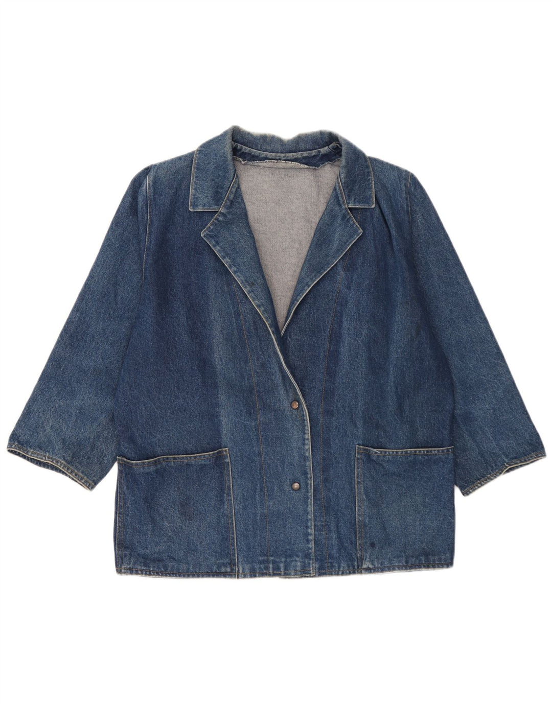 Vintage mujer oversize 2 botones denim Blazer chaqueta Reino Unido 18 XL azul