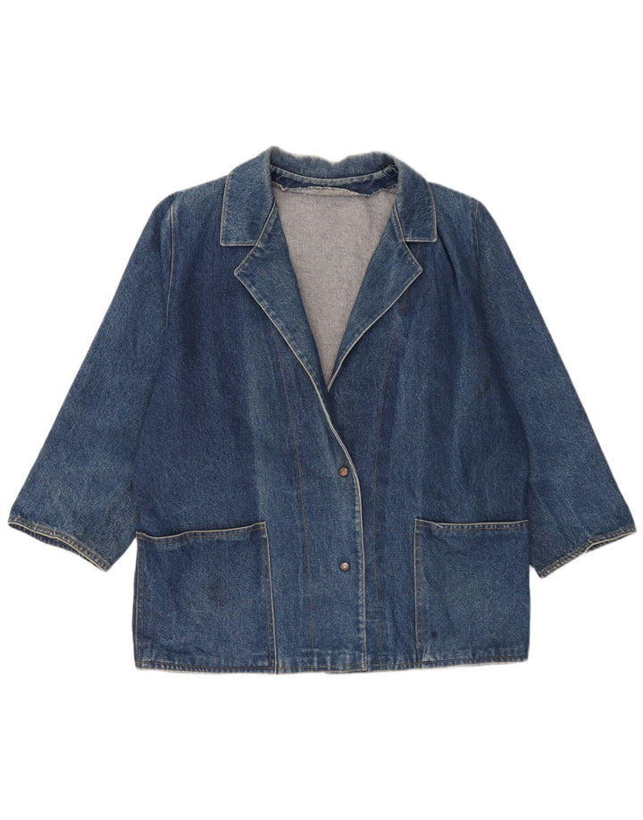 Vintage mujer oversize 2 botones denim Blazer chaqueta Reino Unido 18 XL azul