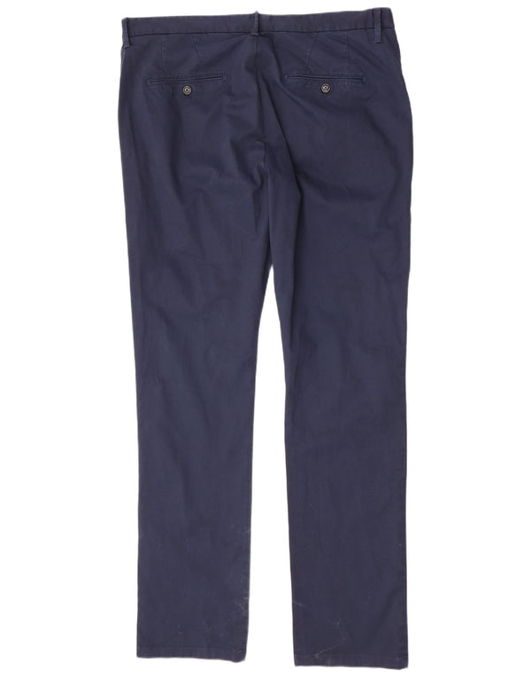 Zara Pantalón chino recto para hombre EU 48 XL W38 L34 Azul marino Algodón