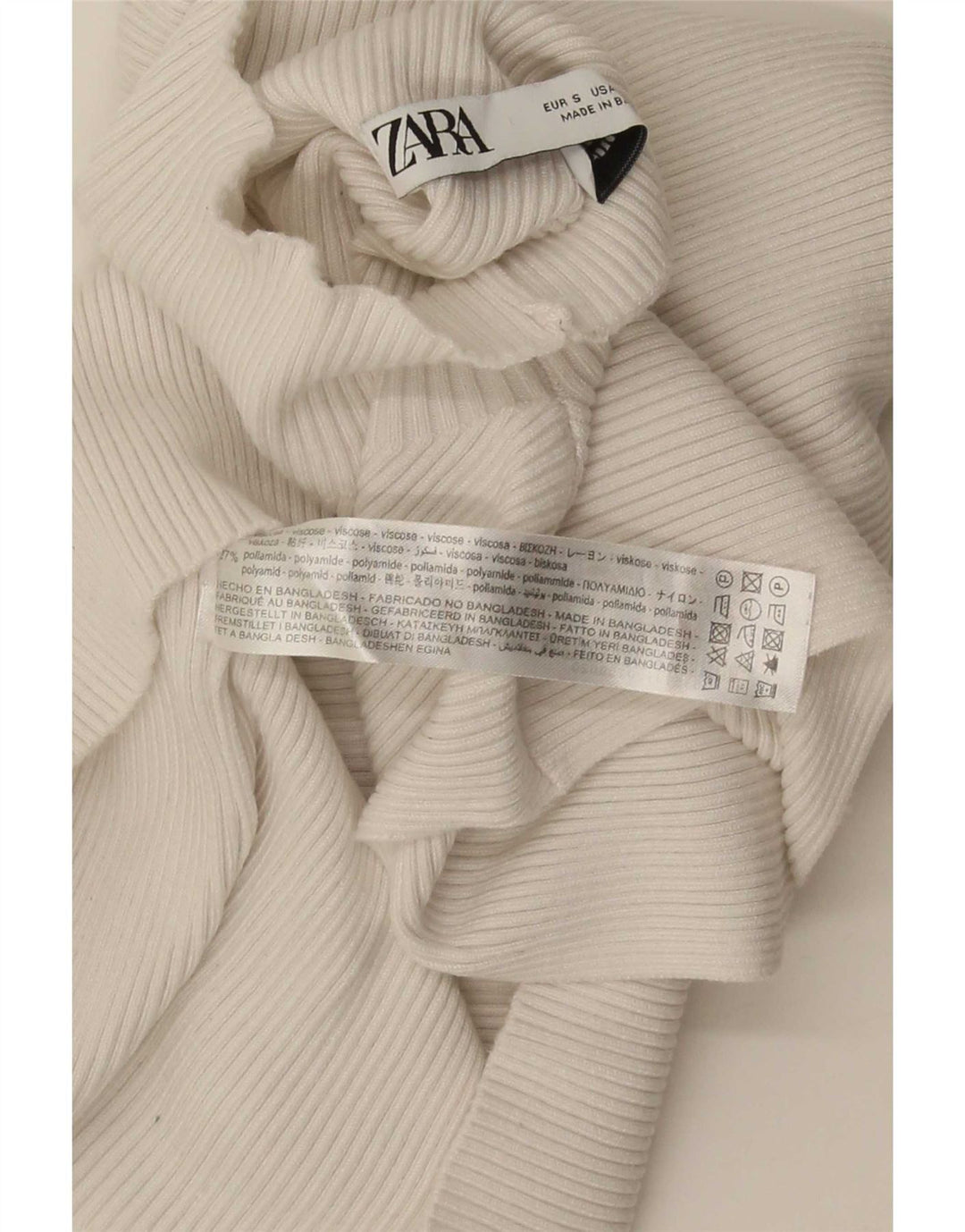 Zara Mujer Chaleco Top UK 8 Small Viscosa Blanca