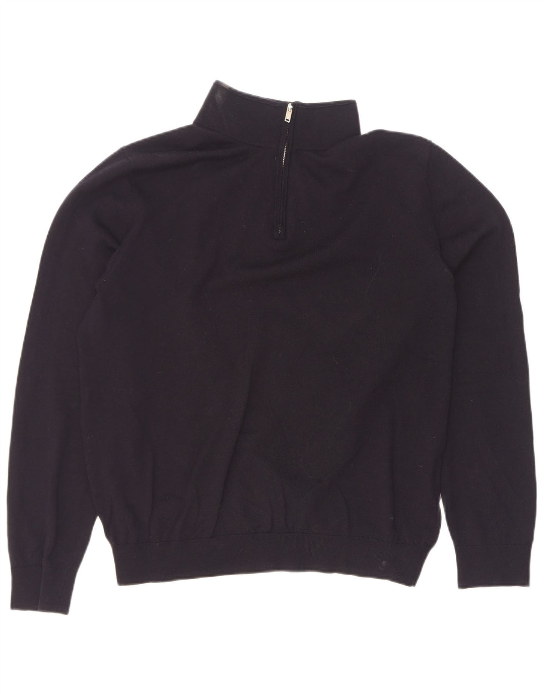 Reiss Jersey con cuello y cremallera para hombre XL Lana negra