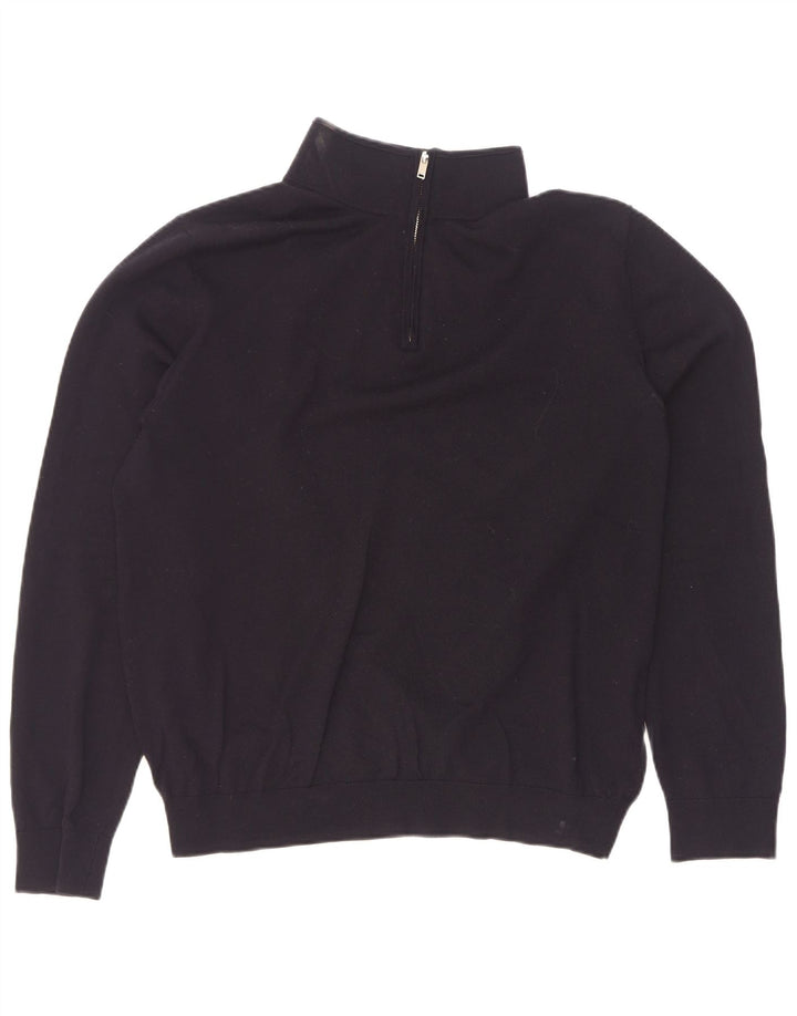 Reiss Jersey con cuello y cremallera para hombre XL Lana negra