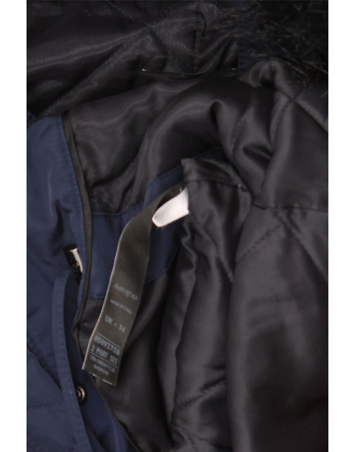 MARKS & SPENCER Chaqueta parka con capucha Autograph para mujer UK 40 Grande Azul marino