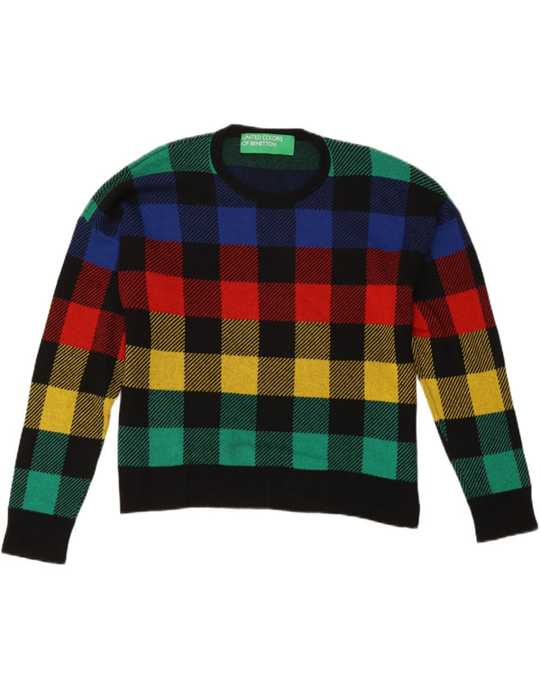 Benetton Jersey De Cuello Redondo Para Mujer UK 46 Large Multicolor Check