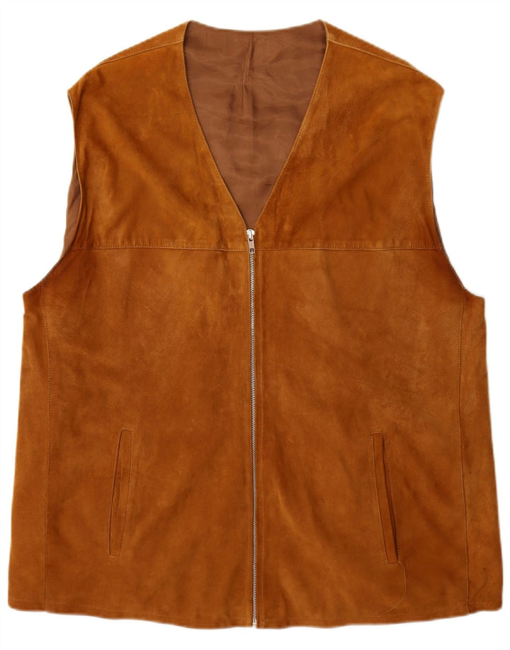 Vintage hombres ante Gilet Reino Unido 40 marrón grande