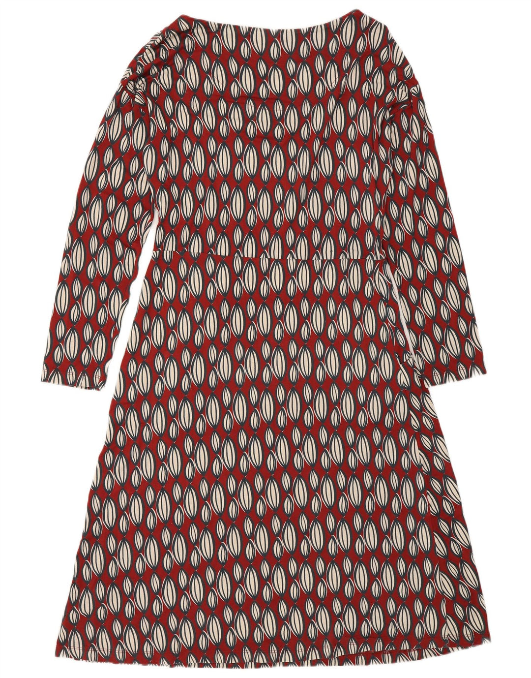 White Stuff Vestido acampanado de manga larga para mujer UK 42 Medio Rojo Geométrico