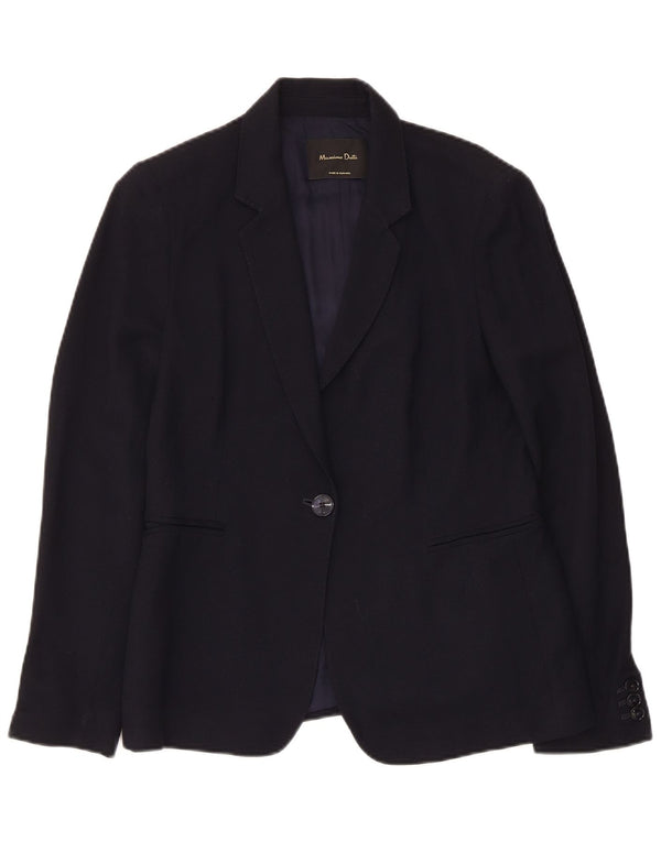 Massimo Dutti Chaqueta Blazer 1 Botón Mujer EU 40 Medio Azul Marino Viscosa