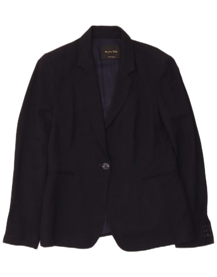 Massimo Dutti Chaqueta Blazer 1 Botón Mujer EU 40 Medio Azul Marino Viscosa