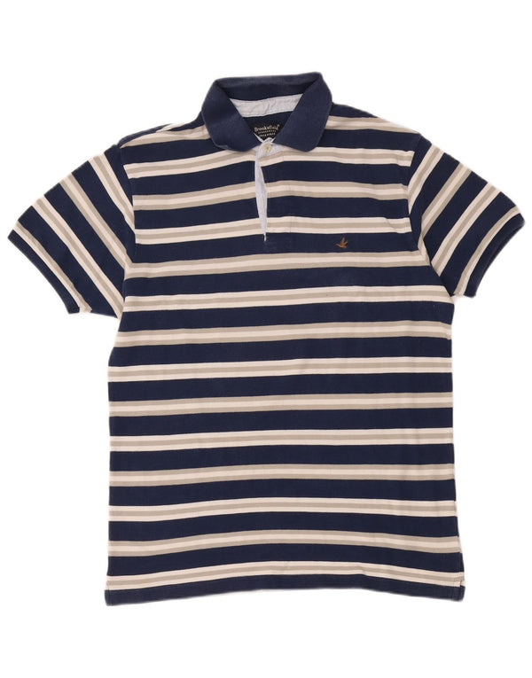Brooksfield Polo para hombre IT 52 Grande Algodón a rayas azul marino