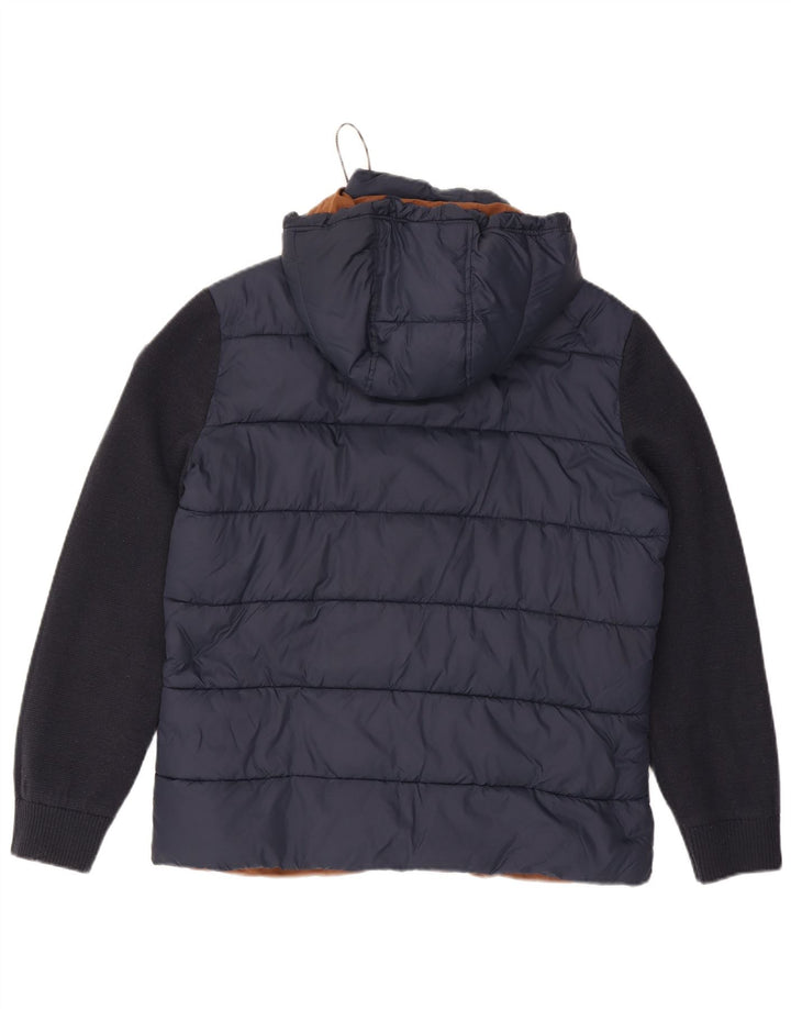 Fynch Hatton Chaqueta acolchada con capucha para hombre UK 38 Medium Azul marino Colorblock