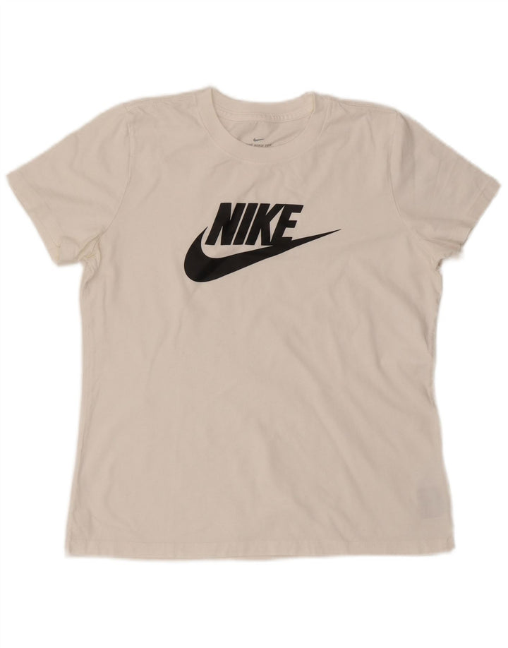 Nike - Camiseta gráfica para mujer, talla 40, algodón blanco mediano