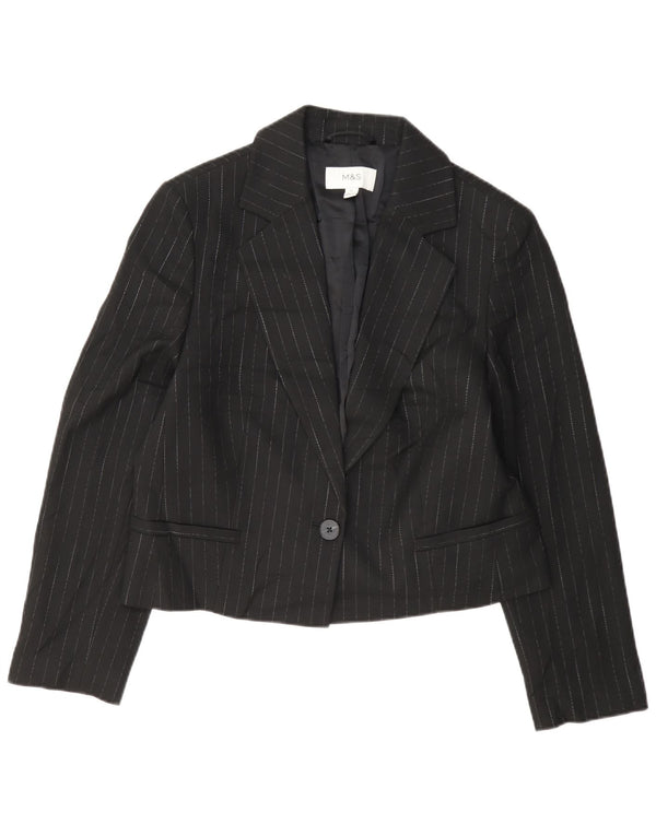 Marks & Spencer Chaqueta tipo blazer de 1 botón para mujer UK 42 Mediana Rayas negras